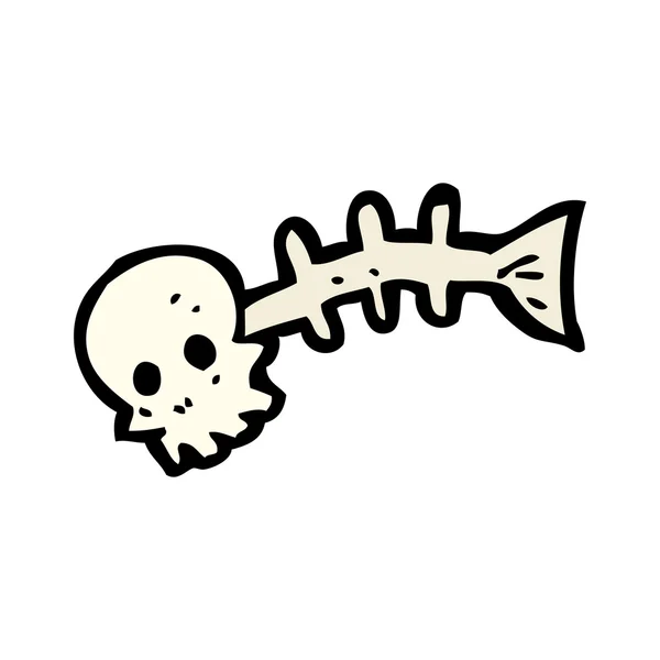 Skull Fish esqueleto de dibujos animados — Vector de stock