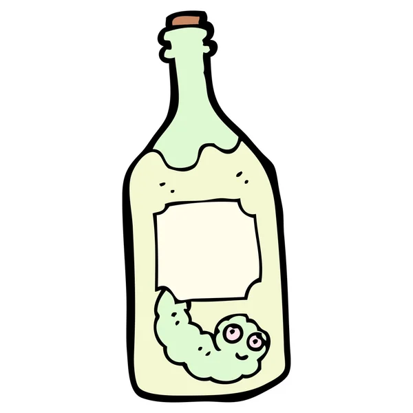 Cartoon tequila fles met worm — Stockvector