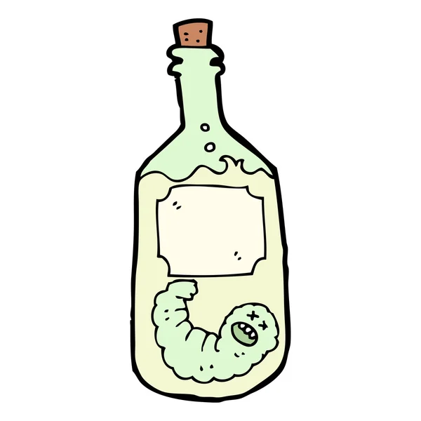 Мультяшна пляшка текіли з черв'яком — стоковий вектор