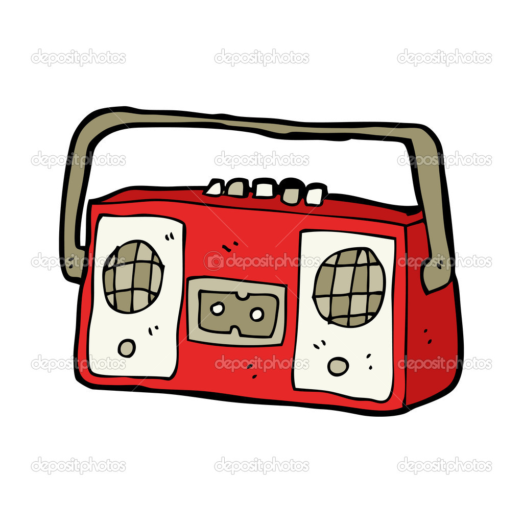 Retro cassette player cartoon