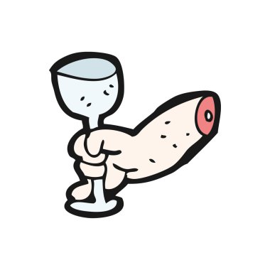 kadeh şarap karikatür ile kol