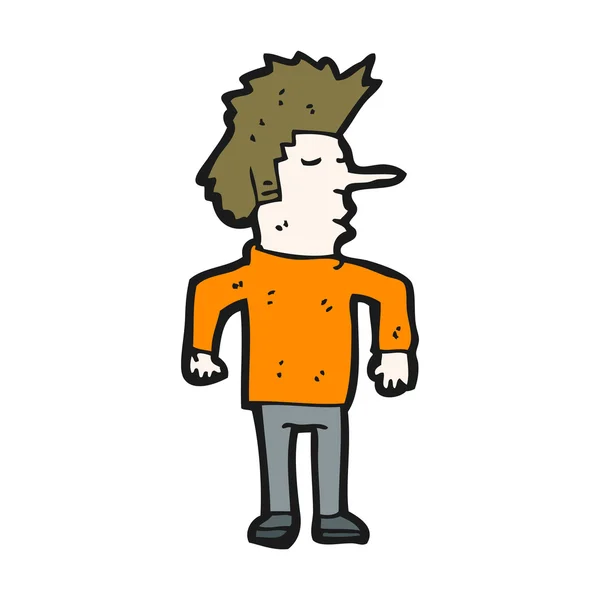Muž s dlouhým nosem kreslený — Stockový vektor