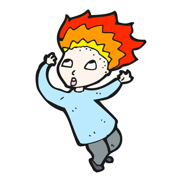 Kreslené chlapce s vlasy na ohni — Stockový vektor