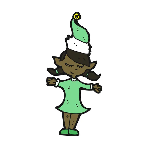 Natale elfo personaggio dei cartoni animati — Vettoriale Stock