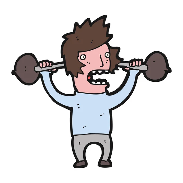 Hombre en el gimnasio de dibujos animados — Vector de stock