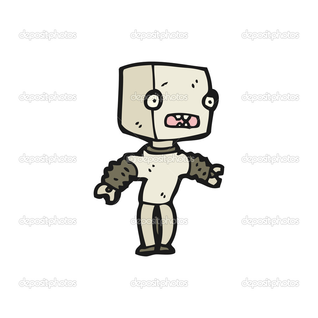 Frightened robot cartoon