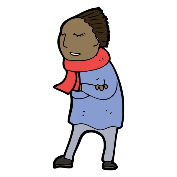 Donna in cartoni animati tempo freddo — Vettoriale Stock