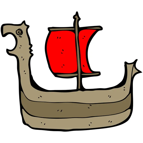 Vikingo barco de dibujos animados — Vector de stock