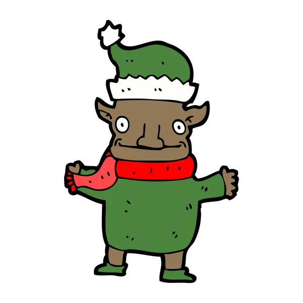 Dibujos animados Navidad elfo — Vector de stock