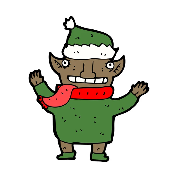 Cartoon-Weihnachtself — Stockvektor