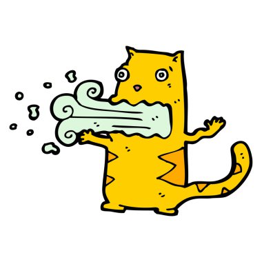 Burping cat cartoon clipart