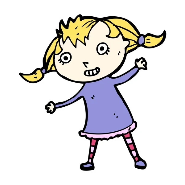 Nadšená dívka kreslený — Stockový vektor