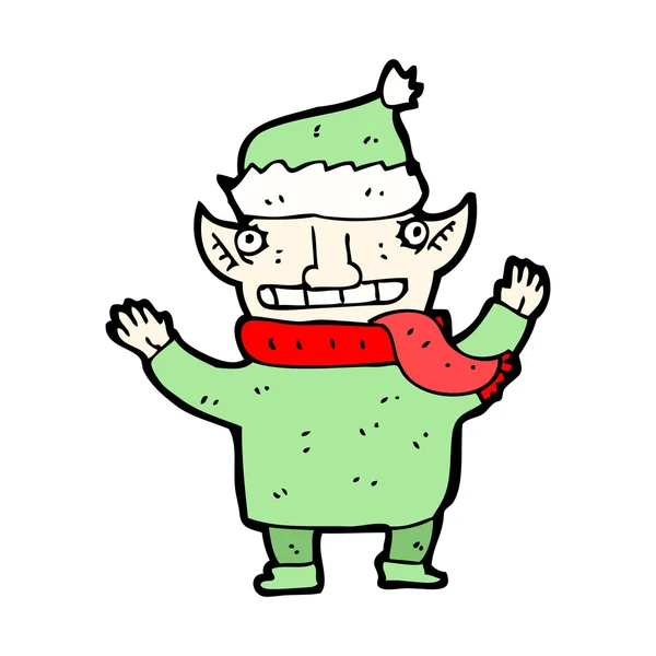 Vánoční kreslený skřítek — Stockový vektor