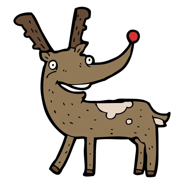 Rudolf el reno nariz roja de dibujos animados — Vector de stock