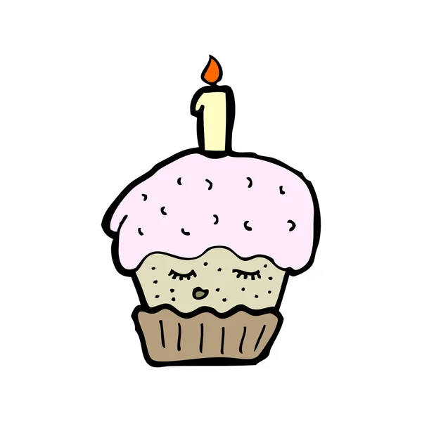 Cumpleaños cupcake dibujos animados — Archivo Imágenes Vectoriales