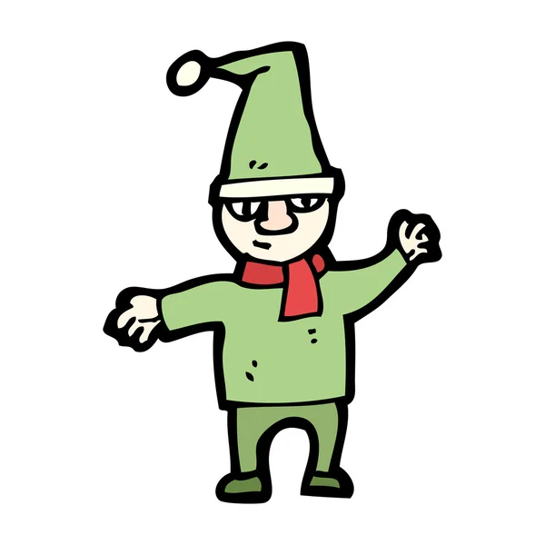 Christmas elf cartoon — Stock Vector