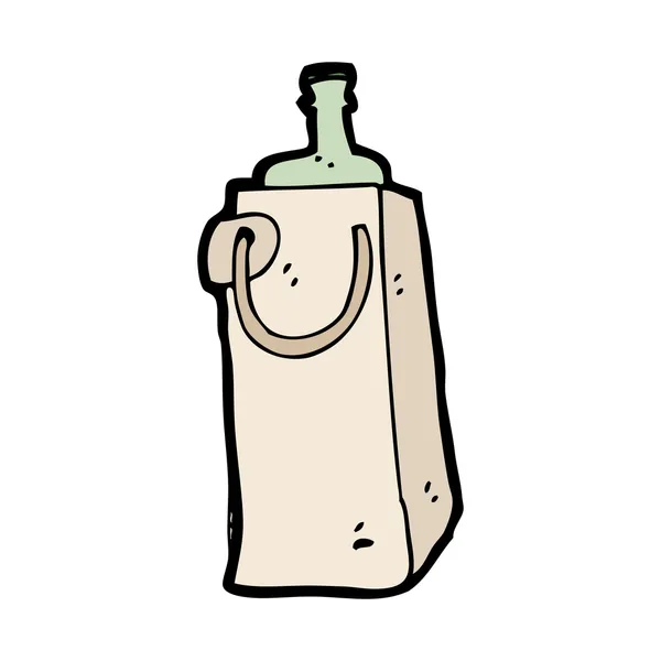 Botella de vino en bolsa de dibujos animados — Archivo Imágenes Vectoriales