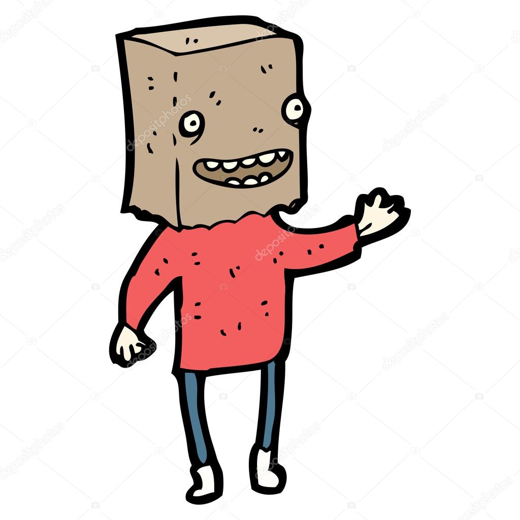 Paper bag on head cartoon — Stock Vector © lineartestpilot #16289947