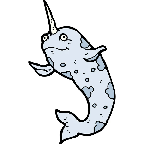 Happy narwhal cartoon — Stock Vector