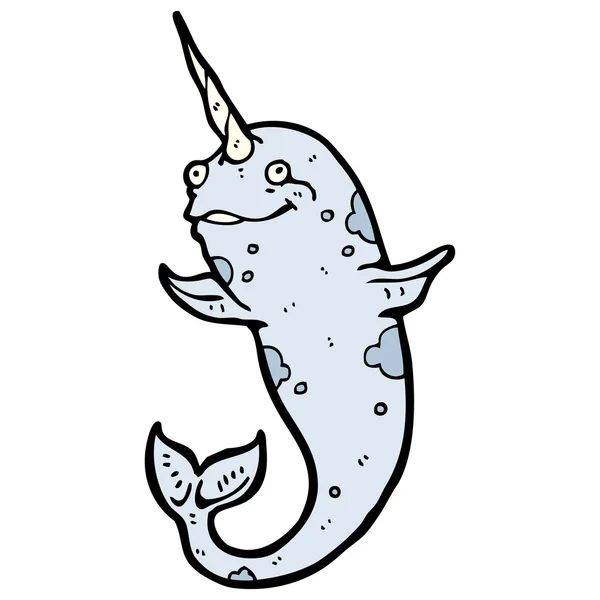 Happy narwhal cartoon — Stock Vector