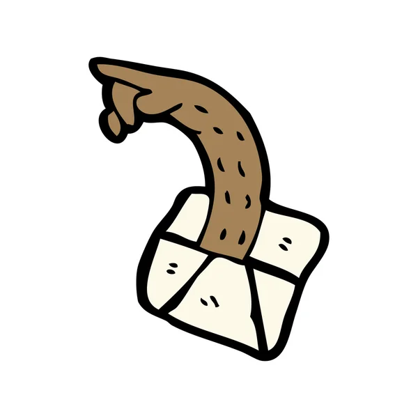 Brazo apuntando fuera de la caja — Vector de stock