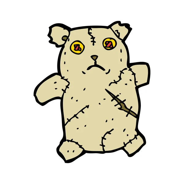 Viejo oso de peluche desgarrado dibujos animados — Vector de stock