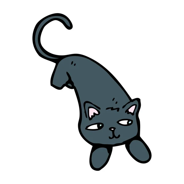 Kartun peregangan kucing hitam - Stok Vektor