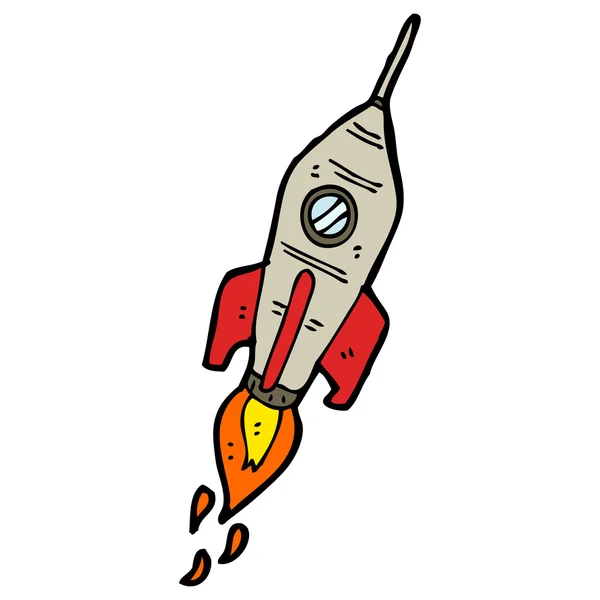Cohete espacial retro de dibujos animados — Vector de stock