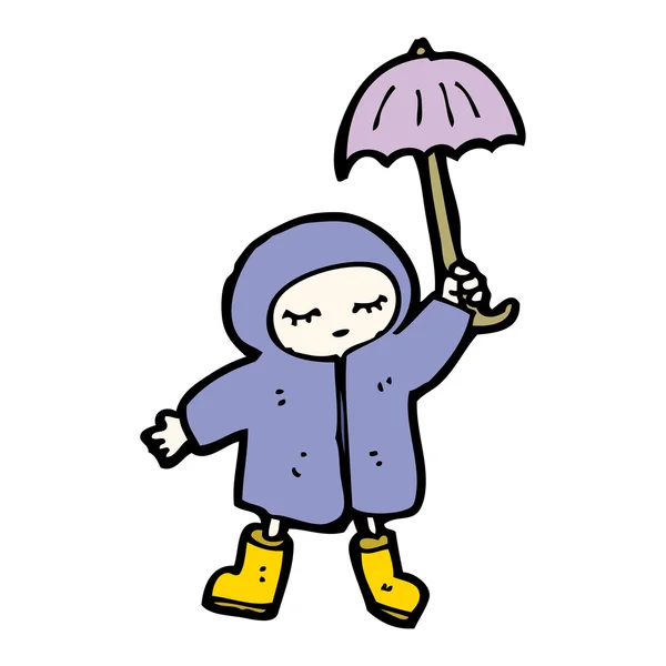 Chica en dibujos animados de lluvia — Archivo Imágenes Vectoriales