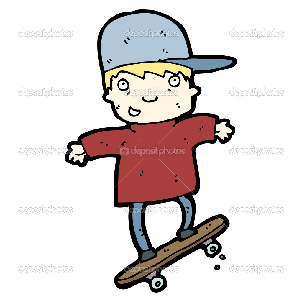 skateboarding kid cartoon | 图库矢量图像08 lineartestpilot #1