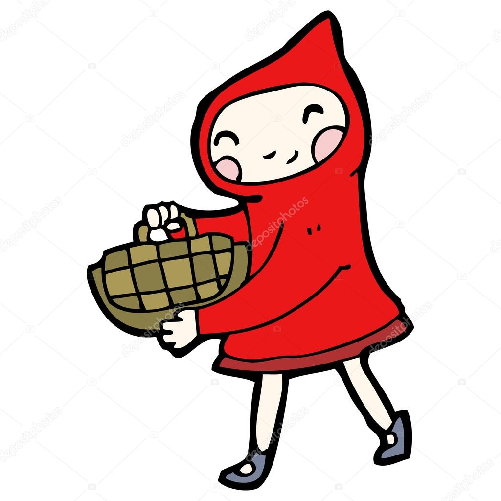 Caricature de hotte petit chaperon rouge — Vecteur par lineartestpilot