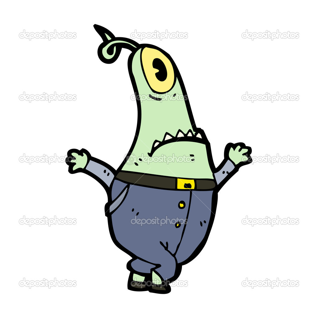 Weird alien creature cartoon — Stock Vector © lineartestpilot #16296453