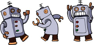 vektör karikatür robotlar robot dansı