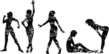 Grunge seksi kadın siluetleri
