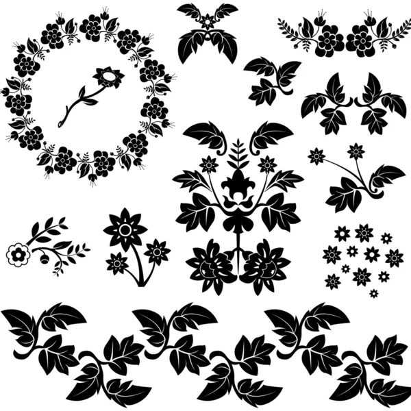 Karikatür floral swirls desen koleksiyonu — Stok Vektör