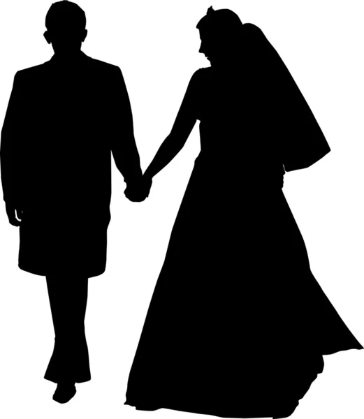 Wedding Couple Silhouette — Stock Vector