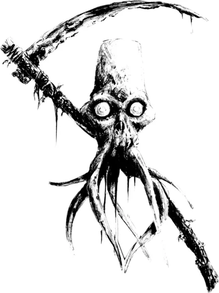 Spooky dokunaç kafatası tırpan ile