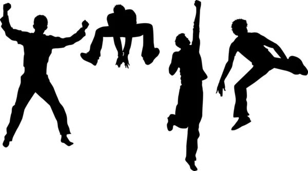 Jumping male silhouettes — Stock Vector