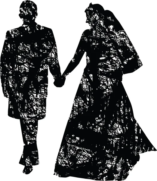 Wedding Couple Silhouette — Stock Vector