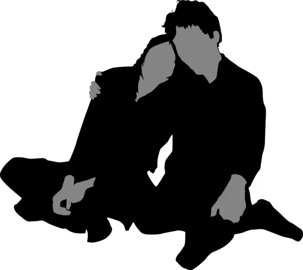 Silhouette couple in two tones — Stock Vector