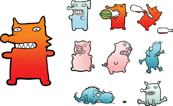 Personajes de dibujos animados de animales coloridos — Archivo Imágenes Vectoriales