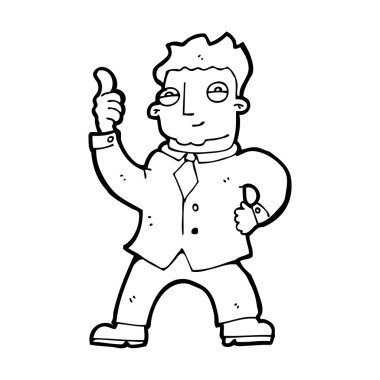 Çizgi filmdeki adam işaret veriyor.