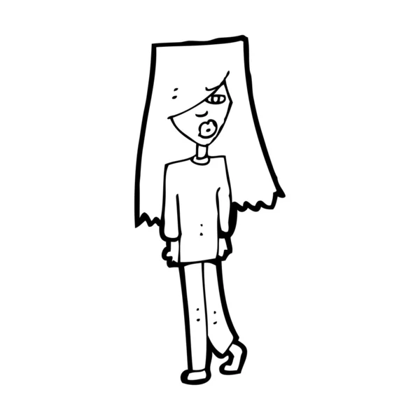 Zvědavá dívka kreslený — Stockový vektor