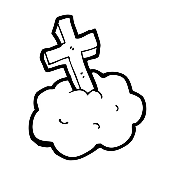Cartoon kruis op wolk — Stockvector