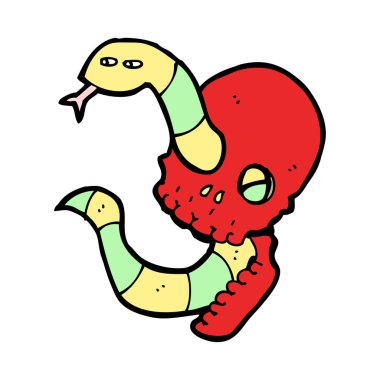 kafatası ve yılan dövmesi karikatür