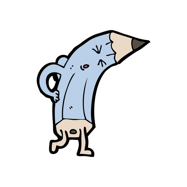 Bleistift mit schlechter Rückseite Karikatur — Stockvektor