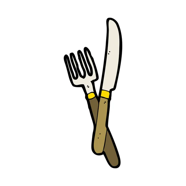 Cuchillo de dibujos animados y tenedor — Vector de stock