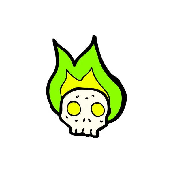 Human Skull With Green Flames — Stock Vector