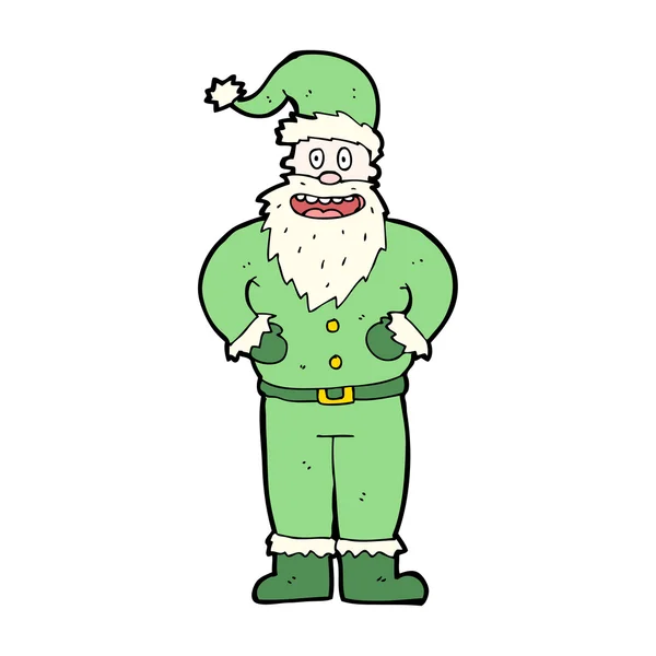 Tradizionale verde Santa cartone animato — Vettoriale Stock