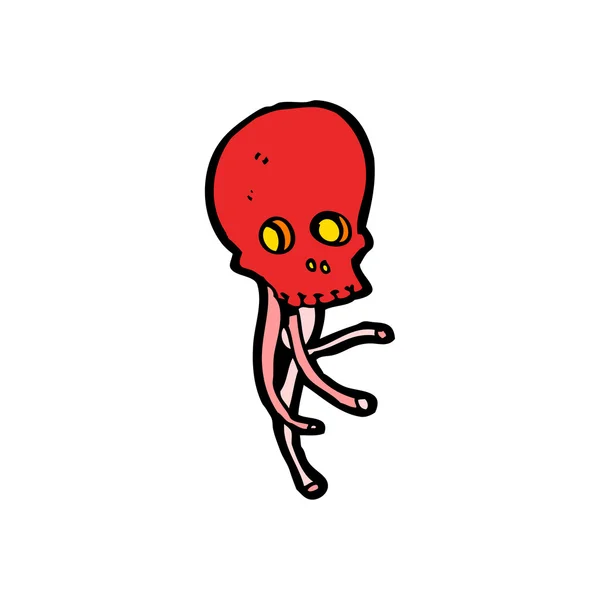 Tentacule effrayant crâne dessin animé — Image vectorielle